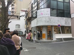 Long lines in front at fruits and season in Tokyo