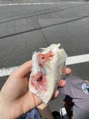 In progress eating a fig sandwich  at fruits and season in Tokyo