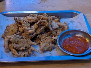Battered mushrooms at Burgershack in Phnom Penh