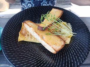 Omelette (with local "happy" eggs) at Lure in Port Douglas