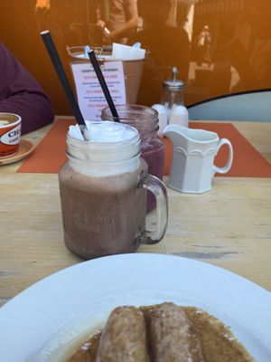 Vegan chocolate and peanut butter milkshake   at Cafe Chambers in Canterbury