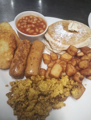 The big Vegan breakfast with tofu scrambled eggs at Cafe Chambers in Canterbury