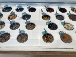 Yogurt toppings (vegan toppings are marked with a leaf)  at Leggenda - Downtown in Haifa