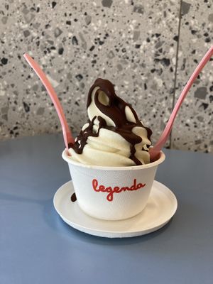 Soy yogurt with chocolate topping at Leggenda - Downtown in Haifa
