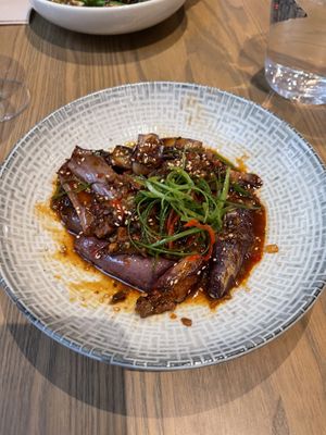 Spicy garlic eggplant at east in Auckland