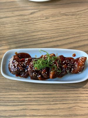 Ginger caramelised bang bang shiitake mushrooms  at east in Auckland