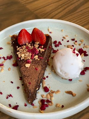 Salted caramel chocolate tart  at east in Auckland