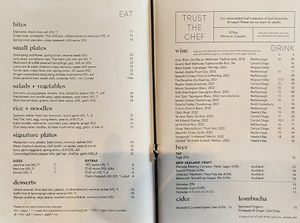 Menu Feb 2024 at east in Auckland