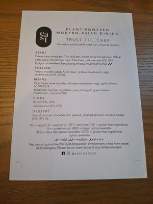 'Trust the chef' menu - March 2025 at east in Auckland