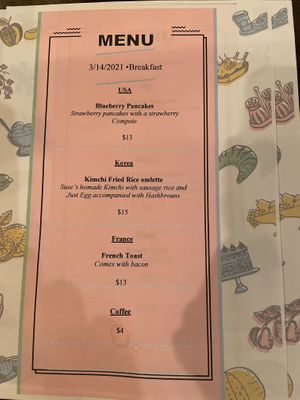Menu changes frequently  at Sky Cafe in South San Francisco