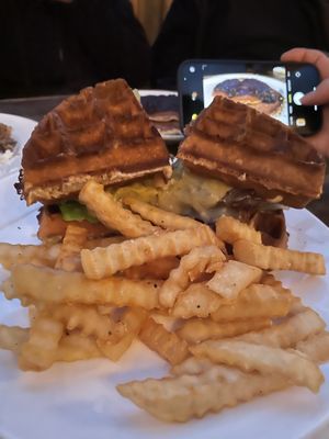 Chicken and waffles  at Sky Cafe in South San Francisco