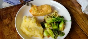 Fried chicken with mashed potatoes at Sky Cafe in South San Francisco