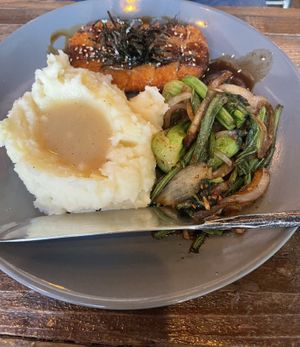 Chicken with mash potatoes  at Sky Cafe in South San Francisco