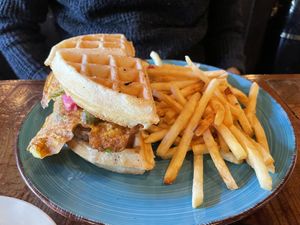 Fried Chicken and Waffles at Sky Cafe in South San Francisco