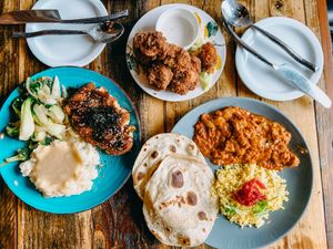 Chicken Katsu, Butter Chicken special, and Cauliflower wings   at Sky Cafe in South San Francisco