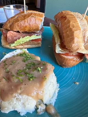 Vegan BLT with mash potato and gravy  at Sky Cafe in South San Francisco