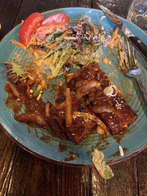 Jackfruit short ribs and Mac and cheese. Amazing!!!  at Sky Cafe in South San Francisco