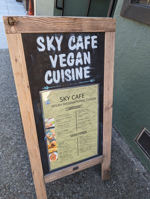 Outdoor signage at Sky Cafe in South San Francisco
