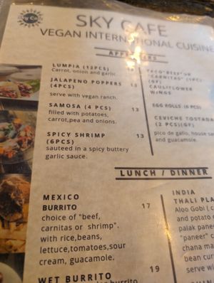 Snip of the appetizers. You'll need to stop by to see the rest of the deliciousness. at Sky Cafe in South San Francisco