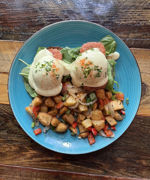 Eggs Benedict with Hollendaise  sauce  at Sky Cafe in South San Francisco