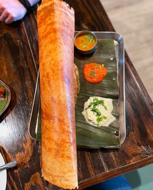 Masala Dosai (potato filling) with sauces 💚  at Kumar's Minneapolis in Apple Valley