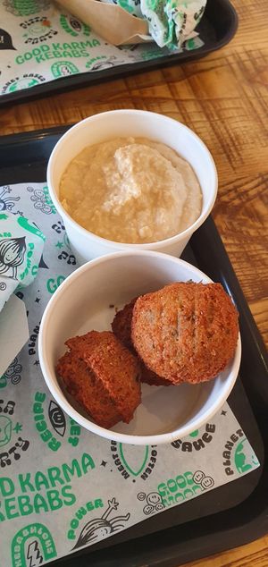 Falafel and hummus at What The Pitta in Manchester
