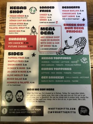 Menu  at What The Pitta in Manchester