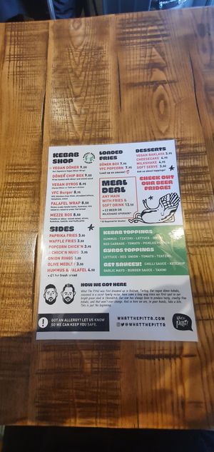 Menu at What The Pitta in Manchester