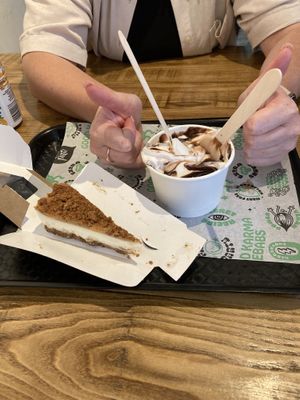 Biscoff Cheesecake (left) Soft serve Ice Cream with Chocolate sauce (right)  at What The Pitta in Manchester