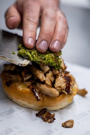 Our legendary homemade Pea & Sage Stuffing. at The Hogless Roast in East London