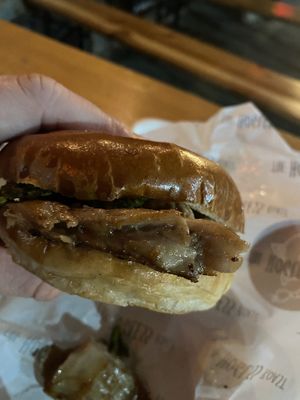 Hoggless  burger  at The Hogless Roast in East London