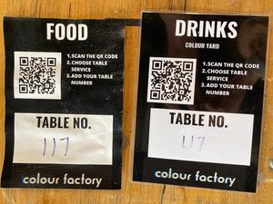 Order using QR on table at The Hogless Roast in East London