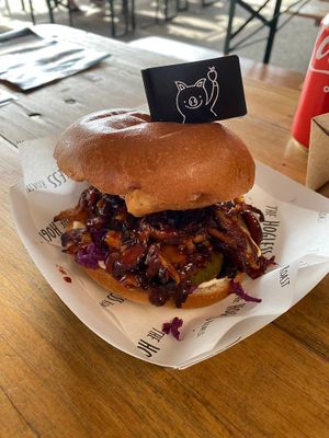 BBQ Pulled Hogless Burger at The Hogless Roast in East London