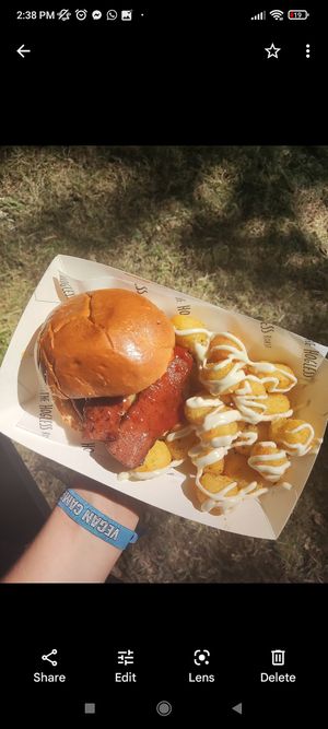 Breakfast bap and tots at The Hogless Roast in East London