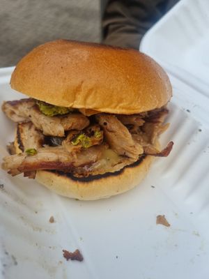 Hogless roast burger at The Hogless Roast in East London