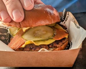 Bacon cheeseburger at The Hogless Roast in East London