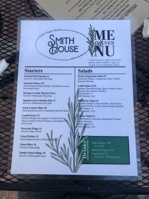 Front side of the new menu  at Smith House in Marco Island