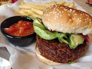 'La Neta' Mexican Tempeh & Avocado Burger (Vegan) at Platypus Cantina in Central Singapore