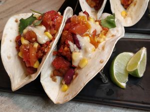 Braised Tempeh Tacos (Vegan) at Platypus Cantina in Central Singapore
