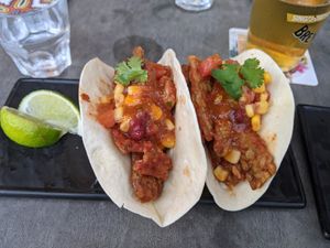 Braised Tempeh Tacos at Platypus Cantina in Central Singapore