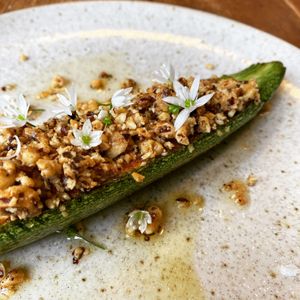 Courgette + Hazelnut Crumb at SITE x supernature in East London