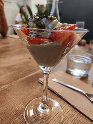 Strawberry dessert at SITE x supernature in East London