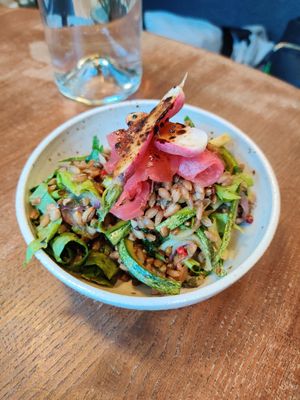 Salad with red peppercorns at SITE x supernature in East London