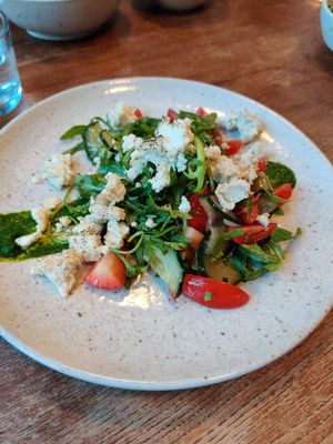 Strawberry feta salad at SITE x supernature in East London