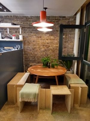 Indoor seating at SITE x supernature in East London