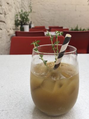 Pear juice at SITE x supernature in East London