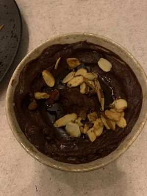 Chocolate and prune mousse at SITE x supernature in East London