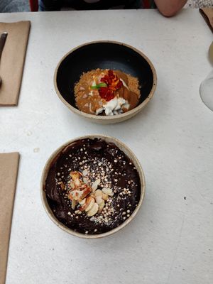 Both of the desserts at SITE x supernature in East London