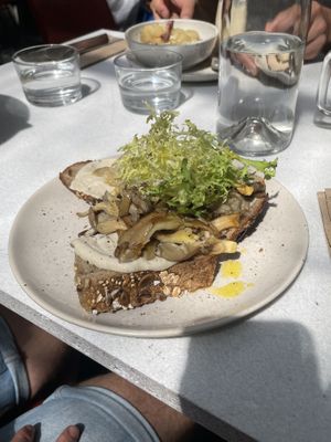 Mushroom toast  at SITE x supernature in East London