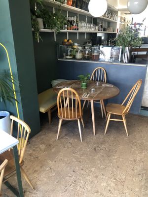 Pictured is some of the indoor dining area  at SITE x supernature in East London